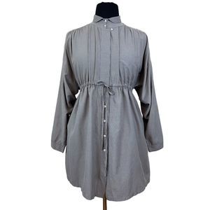 Lurdes Bergada Tunic Shirt Dress Seersucker Tie Waist Sz L